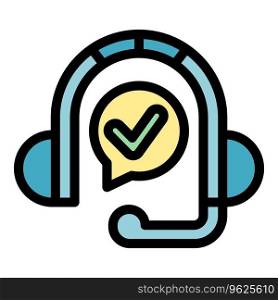 Headset warranty icon outline vector. Certificate card. Money quality color flat. Headset warranty icon vector flat