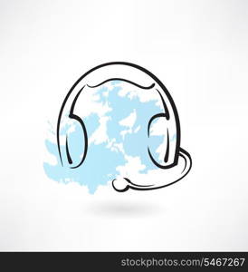 headset with microphone grunge icon