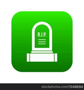 Headstone icon digital green for any design isolated on white vector illustration. Headstone icon digital green