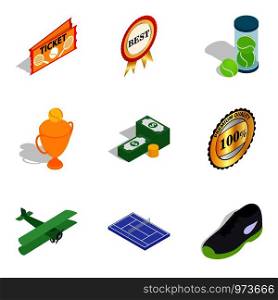 Headway icons set. Isometric set of 9 headway vector icons for web isolated on white background. Headway icons set, isometric style