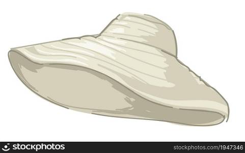 Headwear in nautical or marine theme design, isolated summer or spring hat protecting from sunshine. Panama for ladies, elegant clothes and apparel for girls. Vector in flat style illustration. Summer fedora hat, stylish nautical accessory