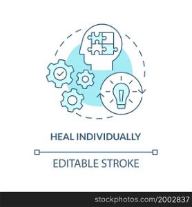 Heal personally concept icon. Cope with negative thoughts. Assess your needs. Self analysis abstract idea thin line illustration. Vector isolated outline color drawing. Editable stroke. Heal personally concept icon