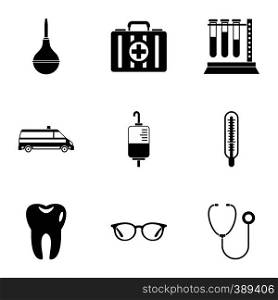 Healing icons set. Simple illustration of 9 healing vector icons for web. Healing icons set, simple style