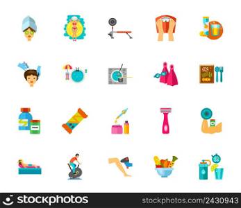 Health and beauty icon set. Can be used for topics like body care, healthy lifestyle, wellness, gym