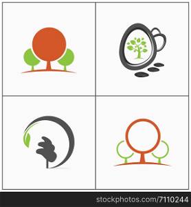 Health and care tree vector logo design. Zen massage center icon. Herbal product illustrations. organic and pharmacy logos set.