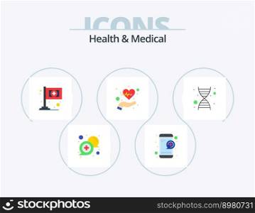 Health And Medical Flat Icon Pack 5 Icon Design. dna. life. service. health. beat