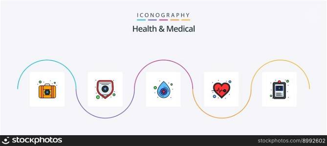 Health And Medical Line Filled Flat 5 Icon Pack Including . hospital chart. medical. health. health care