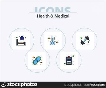 Health And Medical Line Filled Icon Pack 5 Icon Design. rest time. night. blood. moon. healthcare