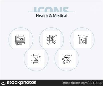 Health And Medical Line Icon Pack 5 Icon Design. bed. support. flask. online. communication