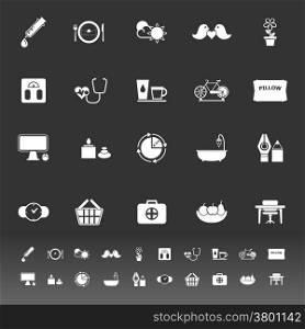 Health behavior icons on gray background, stock vector