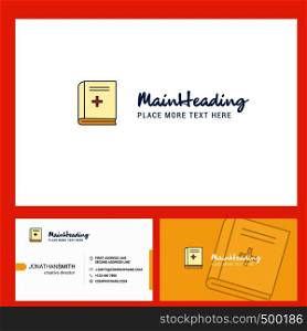 Health book Logo design with Tagline & Front and Back Busienss Card Template. Vector Creative Design