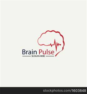 Health Brain pulse Logo Template Design Vector, Emblem, Design Concept, Creative Symbol, Icon.
