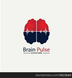 Health  Brain pulse  Logo Template Design Vector, Emblem, Design Concept, Creative Symbol, Icon.