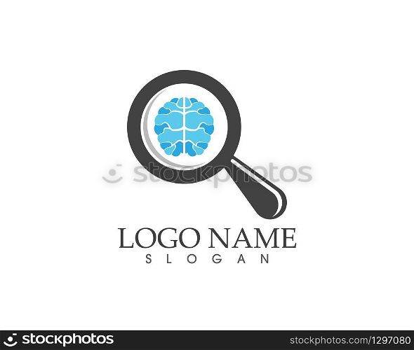 Health brain searching logo vector illustration