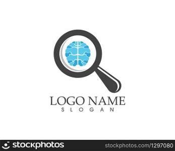 Health brain searching logo vector illustration