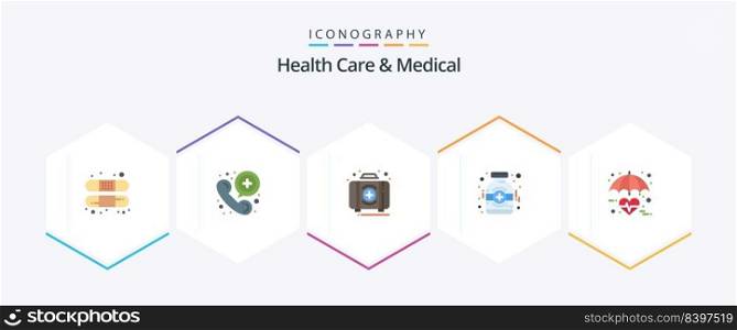 Health Care And Medical 25 Flat icon pack including healthcare. medicine. aid. medical. box
