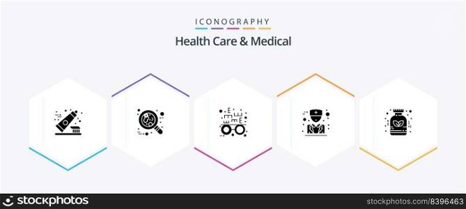 Health Care And Medical 25 Glyph icon pack including homeopathy. alternative. red. physician. doctor