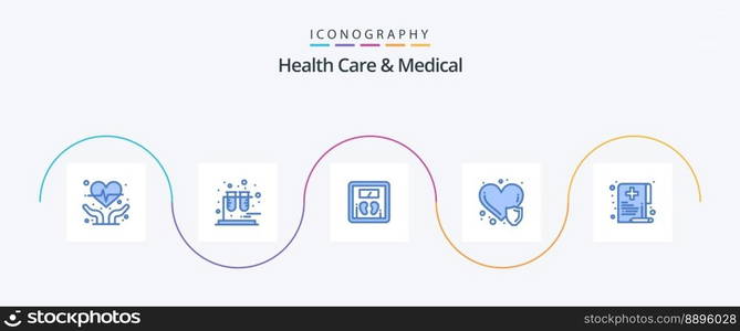 Health Care And Medical Blue 5 Icon Pack Including medical. health. weight. care. heart disease