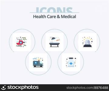 Health Care And Medical Flat Icon Pack 5 Icon Design. siren. alarm. ambulance. surgery. medical