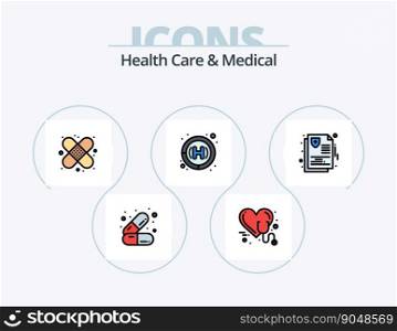 Health Care And Medical Line Filled Icon Pack 5 Icon Design. medical. health. cosmetics. care. emergency