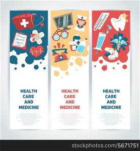 Health care and medicine medical vertical banners set isolated vector illustration