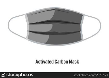 Health care and staying health during pandemic and coronavirus outbreak. Activated carbon mask with straps. Isolated face covering with breathable material. Protective measures, vector in flat style. Activated carbon mask, face covering during covid