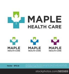 Health Care Cross Maple Leaf Icon Vector Logo Template Illustration Design. Vector EPS 10.