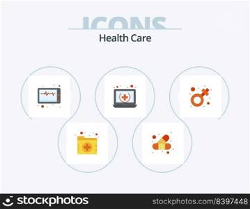 Health Care Flat Icon Pack 5 Icon Design. gender. online. machine. medical. healthcare