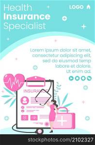 Health Care Flyer Template Flat Design Illustration Editable of Square Background for Social media, Greeting Card and Web
