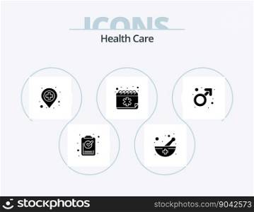 Health Care Glyph Icon Pack 5 Icon Design. gender. calendar. ambulance. book. agenda