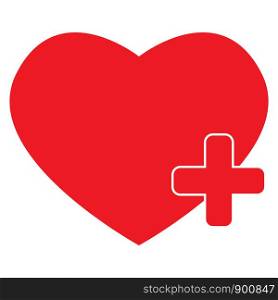 health care icon on white background. flat style. health care icon for your web site design, logo, app, UI. heart with red cross. health care logo.