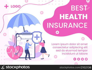 Health care Insurance Brochure Template Flat Design Illustration Editable of Square Background for Social media, Greeting Card or Web Internet