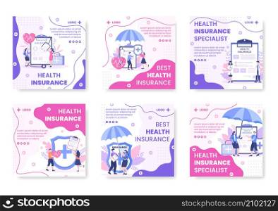 Health care Insurance Post Template Flat Design Illustration Editable of Square Background for Social media, Greeting Card or Web Internet