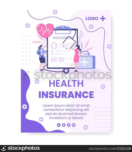 Health care Insurance Poster Template Flat Design Illustration Editable of Square Background for Social media, Greeting Card or Web Internet