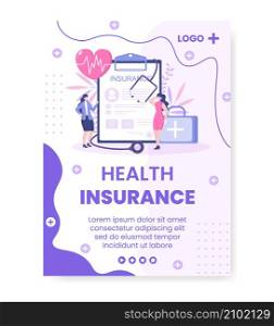 Health care Insurance Poster Template Flat Design Illustration Editable of Square Background for Social media, Greeting Card or Web Internet