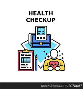 Health checkup care. Doctor and patient. Madical clinic. Nurse support. Diagnosis service vector concept color illustration. Health checkup icon vector illustration