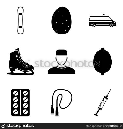 Health course icons set. Simple set of 9 health course vector icons for web isolated on white background. Health course icons set, simple style