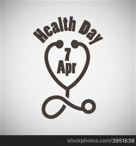 Health day emblem with stethoscope on grey background. Vector illustration.