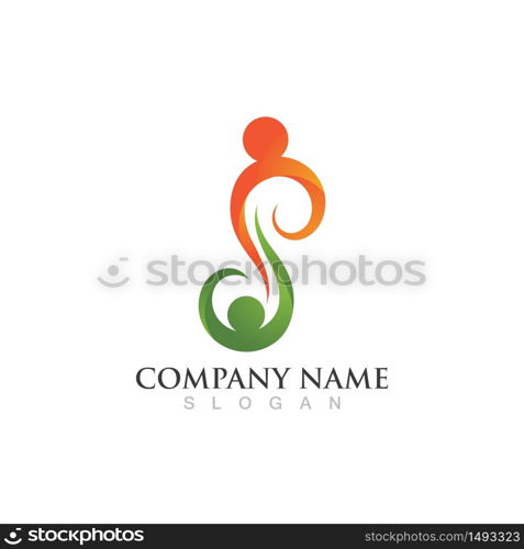 Health family character logo sign illustration vector design