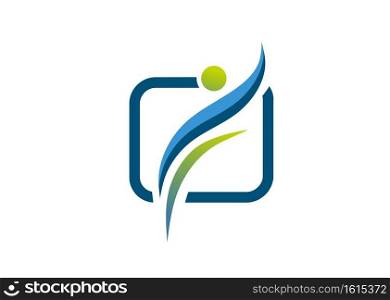 health fit active Sport logo vector. Health care logo symbol. Happiness decorative logo icon. Vector illustration.	