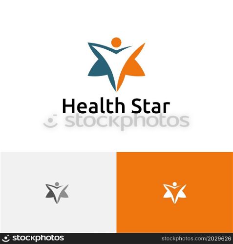 Health Fit Star Negative Space Abstract People Logo