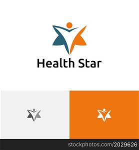 Health Fit Star Negative Space Abstract People Logo