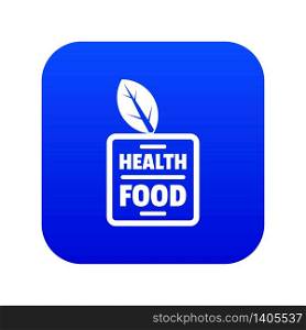 Health food icon blue vector isolated on white background. Health food icon blue vector