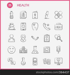 Health Hand Drawn Icon for Web, Print and Mobile UX/UI Kit. Such as: Monitor, Screen, Healthcare, Hospital, Medical, Telephone, Phone, Emergency, Eps 10 - Vector