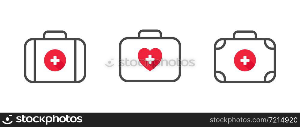 Health icons. The concept of health icons. First aid kit icons. Vector illustration