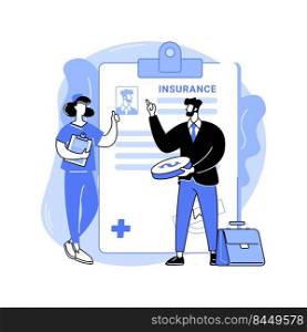 Health insurance for business owners isolated cartoon vector illustrations. Business people get medical insurance, health care, legal service, meeting with doctors specialists vector cartoon.. Health insurance for business owners isolated cartoon vector illustrations.