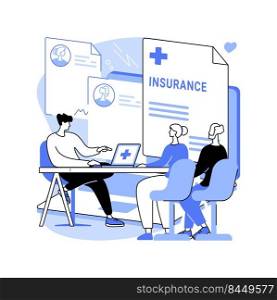 Health insurance for seniors isolated cartoon vector illustrations. Elderly couple consulting with specialist about health insurance in office, business people, legal service vector cartoon.. Health insurance for seniors isolated cartoon vector illustrations.