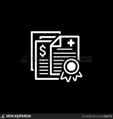 Health Insurance Policy Icon. Flat Design.. Health Insurance Policy Icon. Flat Design. Isolated Illustration. Several documents necessary to obtain insurance. Insurance policy with a wax seal.