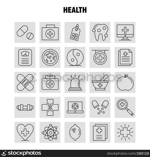 Health Line Icon for Web, Print and Mobile UX/UI Kit. Such as: Ambulance, Medical, Healthcare, Hospital, Medical, Pills, Tablet, Medicine, Pictogram Pack. - Vector