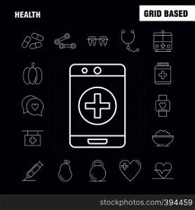 Health Line Icon for Web, Print and Mobile UX/UI Kit. Such as: Medical, Heart Beat, Beat, Emergency, Pear, Medical, Hospital, Pictogram Pack. - Vector